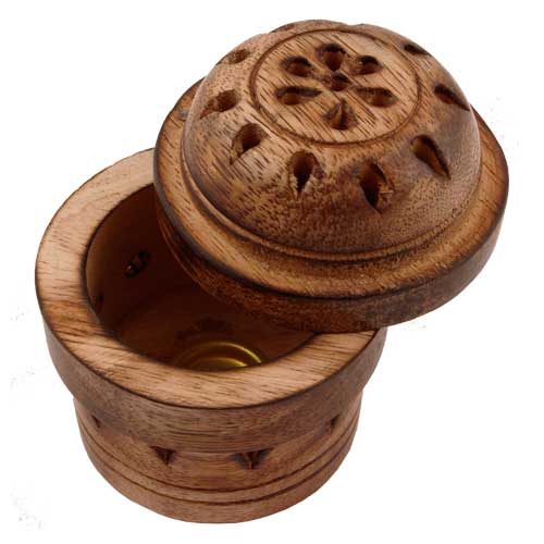 Räucherstäbchen / Auroshika - R&auml;ucherkegel / Holzhalter Pagode rund, d=6cm