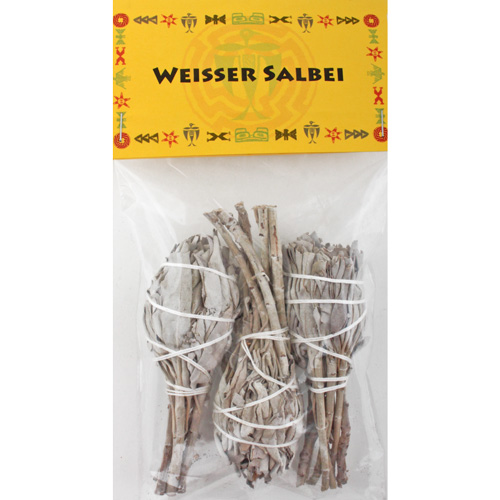 Räucherwerk / Indianisches R&auml;ucherwerk / Salbei weiss gebunden klein im 3-er Pack