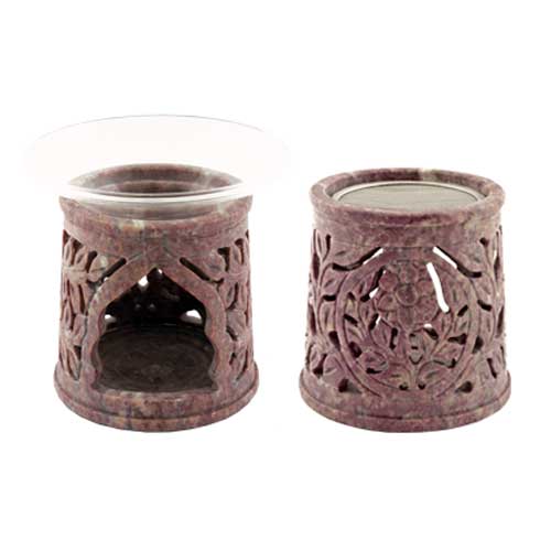 Räucherzubehör / R&auml;uchergef&auml;&szlig;e aus Speckstein und Keramik / Räucherstövchen Blume, ø 7,5 cm