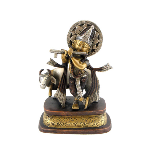 Statuen / Krishna / Krishna mit Kuh, 15cm