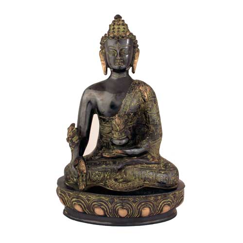 Statuen / Gautama Buddha / Medizin-Buddha, schwarz-grün, 30cm