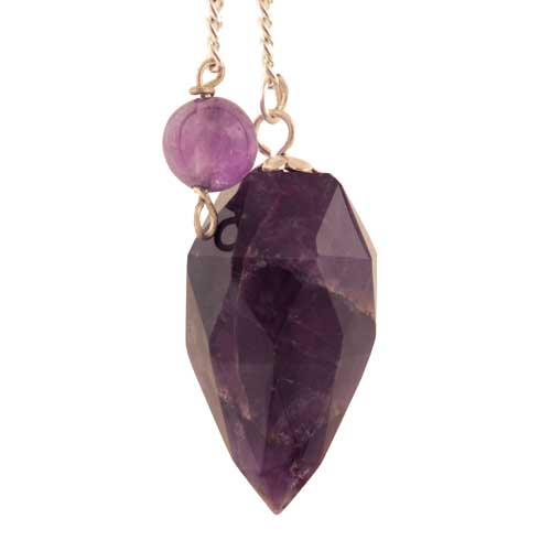 Radiästhesie / Pendel aus Halbedelsteinen / Amethyst, facettiert, Länge 2,5 cm