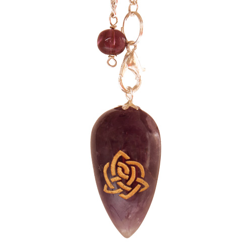 Radiästhesie / Pendel aus Halbedelsteinen / Pendel Amethyst mit keltischem Knoten, Länge 3,5 cm 3,5 cm