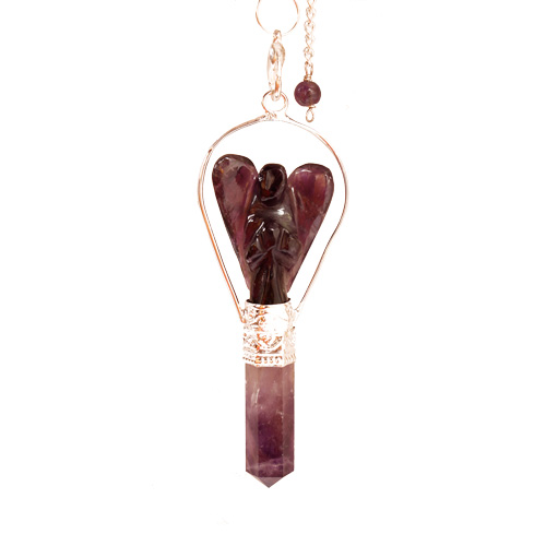 Radiästhesie / Pendel aus Halbedelsteinen / Pendel Engelform Amethyst, Länge 7 cm