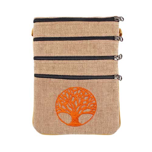 Textilien / Umh&auml;ngetaschen / Umhängetasche beige mit Lebensbaum, Grösse: 20 x 25 cm