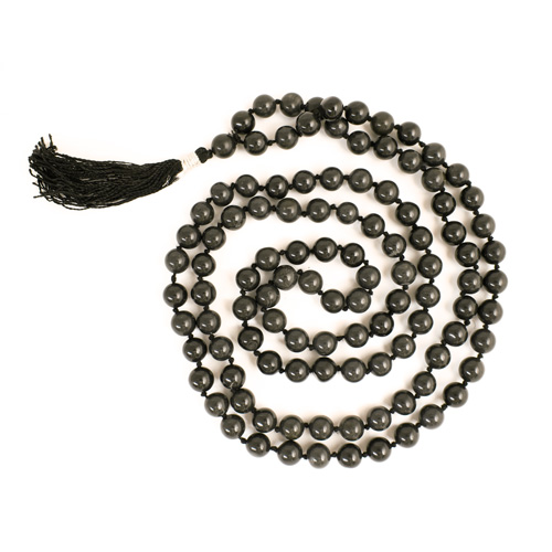 Meditationszubehör / Malas / Achat schwarz, geknüpft