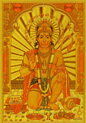 Bilder/Aufkleber / Indische G&ouml;tterkarten mit Goldrand / Goldposter, Hanuman, DIN A4 Format