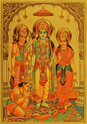 Bilder/Aufkleber / Indische G&ouml;tterkarten mit Goldrand / Goldposter, Ram, DIN A4 Format