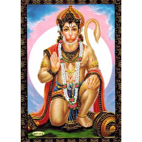 Bilder/Aufkleber / Indische G&ouml;tterkarten mit Goldrand / Hanuman, kleines Format
