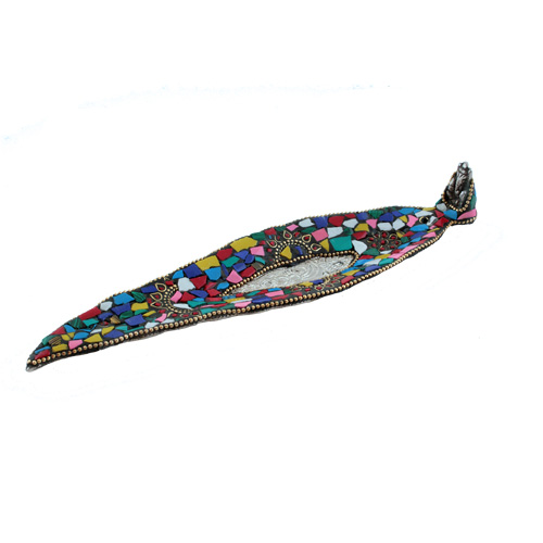 Räucherstäbchenhalter / Halter aus Metall / Räucherstäbchenhalter mit Mosaikmuster bunt