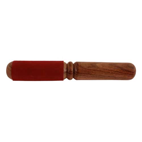 Klangwelten / Zubeh&ouml;r f&uuml;r Klangschalen / Klöppel mit Leder, fein mit rotem Leder, 20 cm