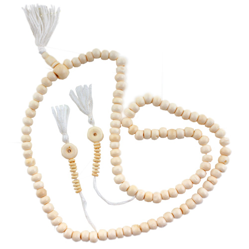 Meditationszubehör / Malas / Gebetskette, Bone Mala, 8mm rund mit Zähler