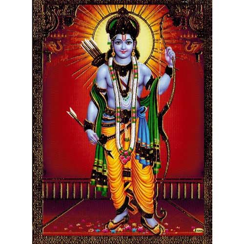 Bilder/Aufkleber / Indische G&ouml;tterkarten mit Goldrand / Ram