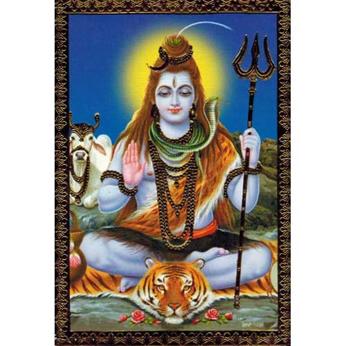 Bilder/Aufkleber / Indische G&ouml;tterkarten mit Goldrand / Shiva, kleines Format