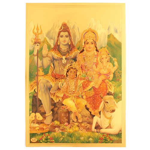 Bilder/Aufkleber / Indische G&ouml;tterkarten mit Goldrand / Goldposter, Shiva-Pavarti, DIN A4 Format