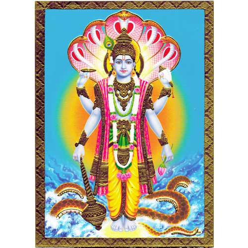 Bilder/Aufkleber / Indische G&ouml;tterkarten mit Goldrand / Vishnu