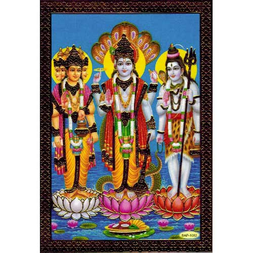Bilder/Aufkleber / Indische G&ouml;tterkarten mit Goldrand / Vishnu, kleines Format