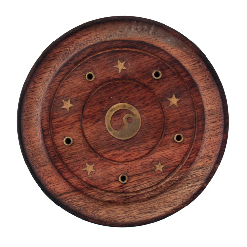 R&auml;ucherst&auml;bchenhalter / Halter aus Holz - Rund / R&auml;ucherst&auml;bchenhalter rund Yin-Yang, &oslash; 10 cm